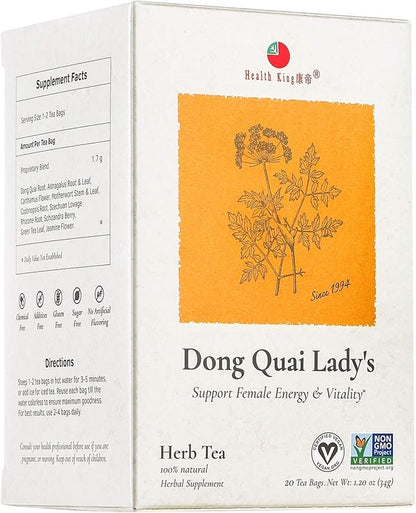 Health King Dong Quai Lady's Herb Tea, Teabags, 20 Count Box