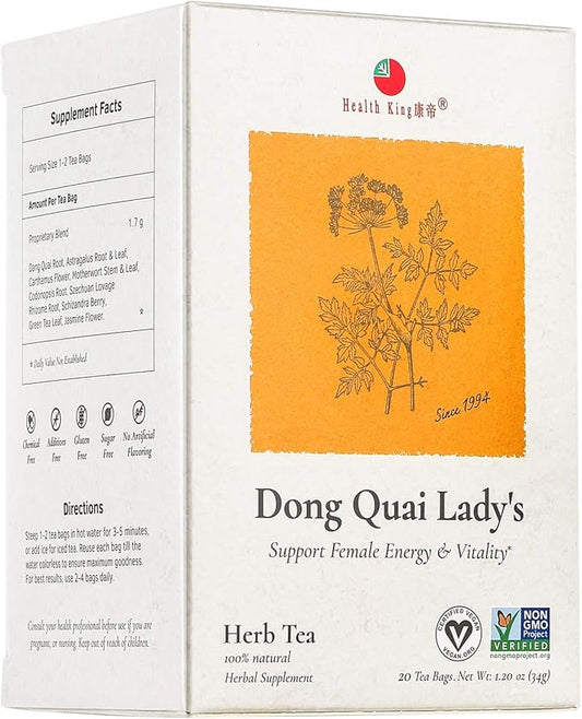 Health King Dong Quai Lady's Herb Tea, Teabags, 20 Count Box
