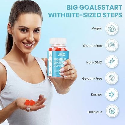 Magnesium Glycinate Gummies 400mg, 2 Pack Sugar Free Gummies with Magnesium L-Threonate 200mg - Magnesium Supplement Chewable Gummies for Women & Men Vegan, Organic Gummies 120 Count