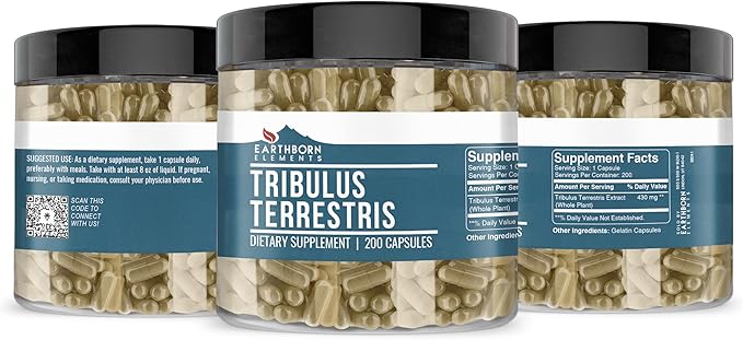 Earthborn Elements Tribulus Terrestris 200 Capsules, Pure & Undiluted, No Additives