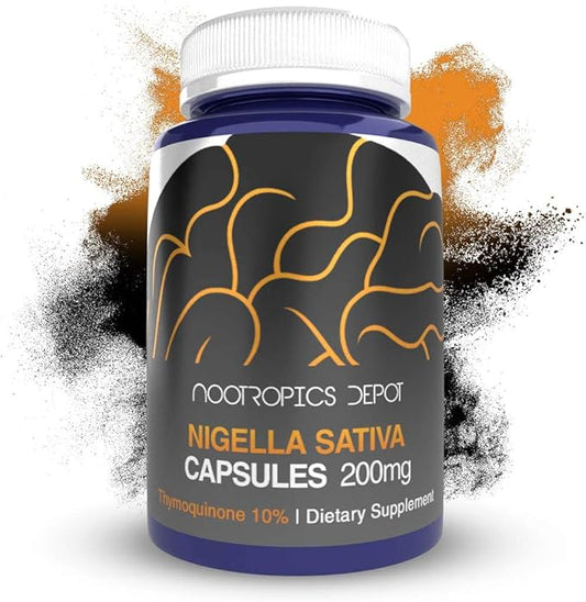 Nootropics Depot Nigella Sativa Extract Capsules | 200mg | 120 Count | Minimum 10% Thymoquinone Content | Black Seed Oil Extract | Supports Brain Health, Memory, Liver Health, and Immune Function