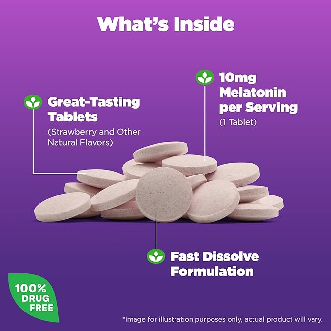 Natrol 10mg Fast Dissolve Melatonin Tablets Strawberry Flavor