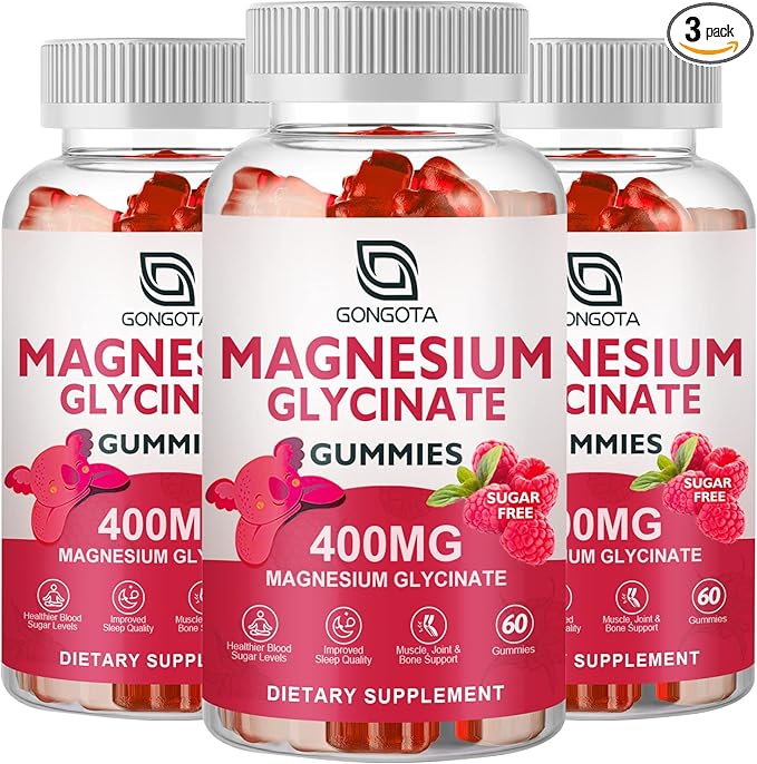 Magnesium Glycinate Gummies 400 mg with 100 mg Composite magnesium - Chelated Magnesium Potassium Supplement with Vitamin D, B6 Supports Calm, Sleep, Memory & Muscle Cramps,Sugar Free - 180 Gummies