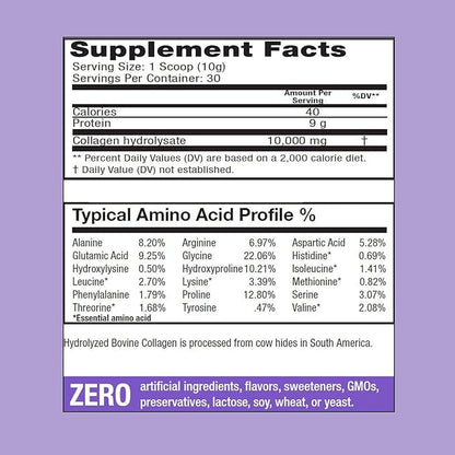 Sanar Naturals Collagen Peptides Powder - for Hair, Nail, Skin, Joint, and Bone Health - Hydrolyzed Collagen for Women & Men, Easy to Mix Collagen Protein Supplement, Unflavored, 10.58 oz