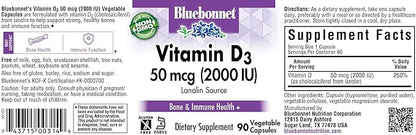 BlueBonnet Vitamin D3 2000 IU Vegetable Capsules, 90 Count