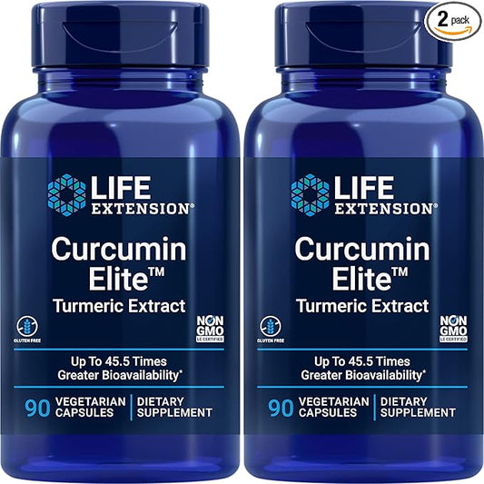 Life Extension Curcumin Elite Turmeric Extract, 90 Caps (Pack of 2)