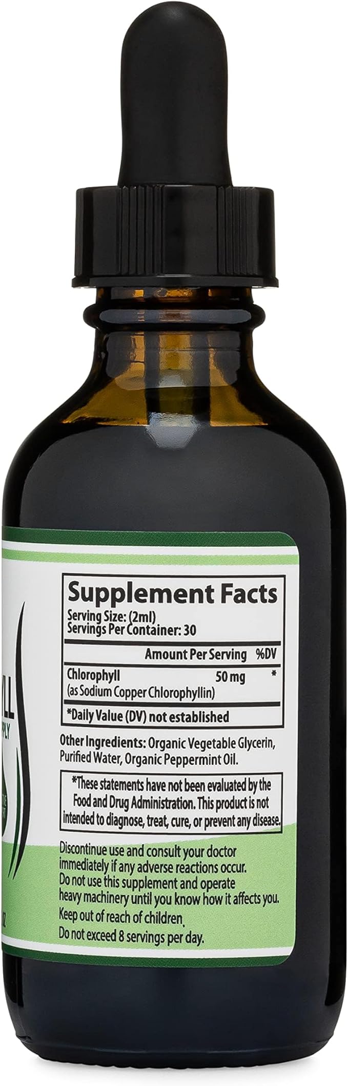 Chlorophyll Liquid Drops - Peppermint Flavored, Vegan Safe (Rich, Full Texture and Taste, Not Watered Down) for Skin Health, and Immune Function (Líquidas de Clorofila) by Double Wood