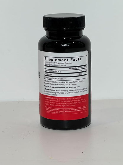 FORCE FACTOR Benfotiamine Plus Thiamine Supplement, Fat Soluble Vitamin B1 for High Absorption, Non-GMO, Vegan, 90 Vegetable Capsules