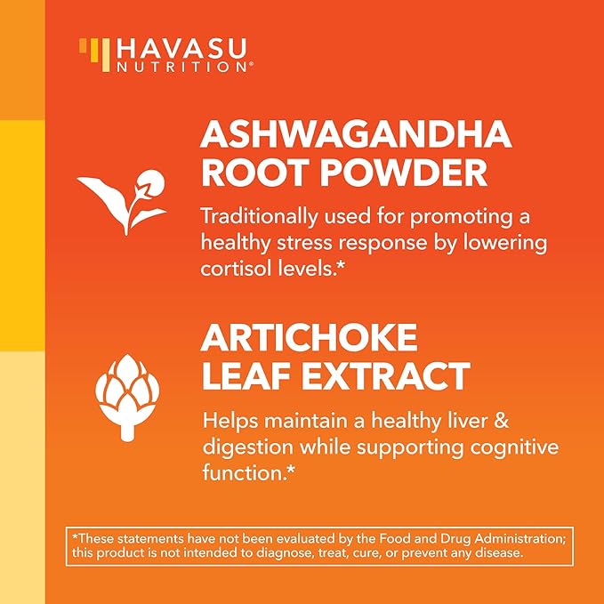 Ashwagandha Capsules 1000mg with Artichoke Extract for Stress & Mood Support - Vegan, Non-GMO Withania Somnifera Supplement for Energy & Focus - 45-Day Supply, Extra Strength Adaptogenic Formula