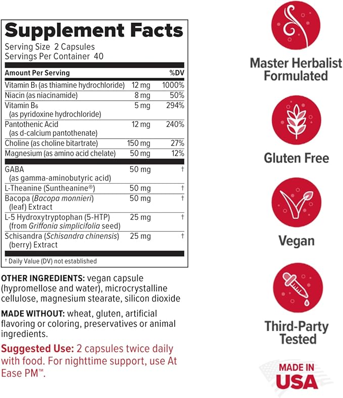 Redd Remedies, at Ease, Supports Relaxation and Stress Resistance, 80 Vegan Capsules