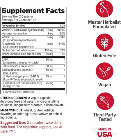 Redd Remedies, at Ease, Supports Relaxation and Stress Resistance, 80 Vegan Capsules