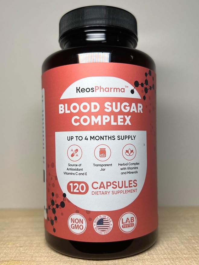 Blood Sugar Complex, 120 Capsules, Up to 4 Months Supply with Magnesium, Cinnamon, Zinc, Vitamin C,E, Biotin and other