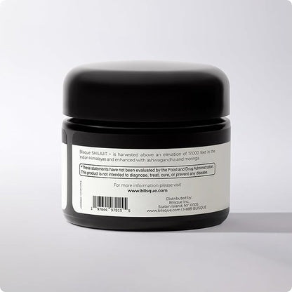 Blisque - Pure Himalayan Organic Shilajit Resin Supplement | with Organic Ashwagandha and Moringa | Authentic and Natural | Golden Grade A | Contains Fulvic Acid and Trace Minerals | 60 Grams