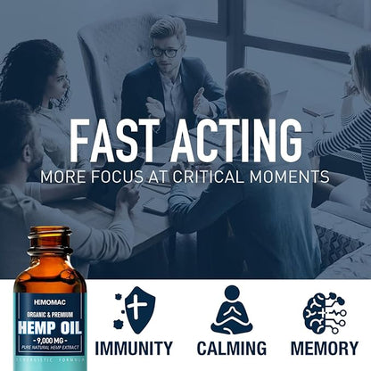 Hemp Oil High Potency - Maximum Strength Natural Hemp Oil Drops for Sleep Anxiety, Pain Relief, Organic Hmep Tincture Vegan, Non-GMO（2-Pack）