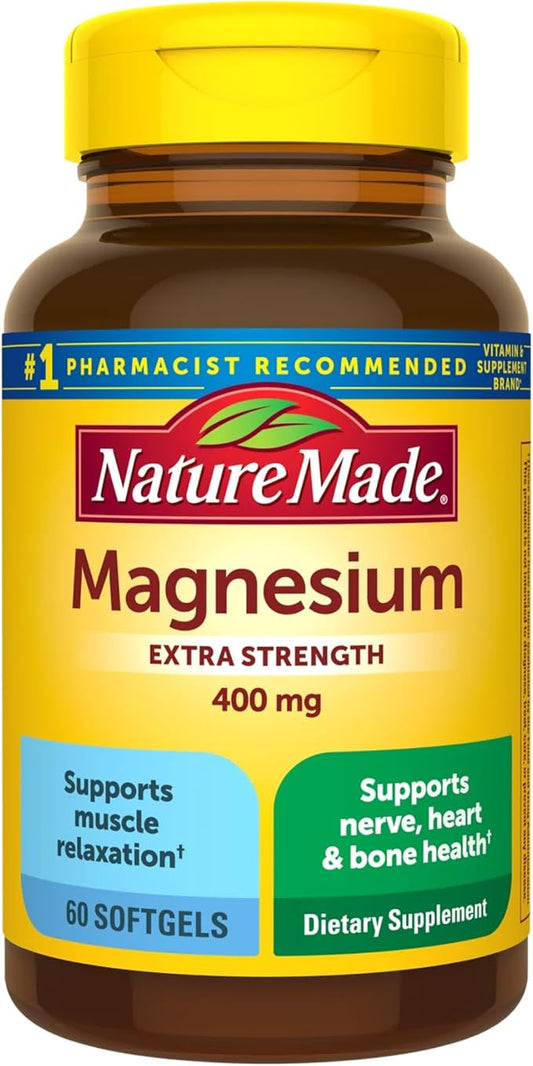 NatureMade Extra Strength Magnesium 400 mg for Bone Health, 1-Pack of 180 Softgels