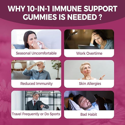 Vitamin C D3 Zinc Gummies for Adults w/Echinacea, Elderberry, Selenium, Magnesium，Vitamin D3 5000IU, Daily Immunity Booster Multivitamin Gummies, for Immunity Antioxidant Bone Energy，Vegan 1 Pack