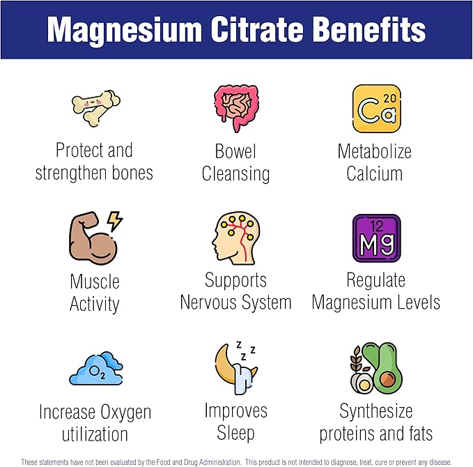 Magnesium Citrate 500mg 60 Capsules by Natural Systems - Magnesium Supplement Powder Muscle Calm - Magnesium Citrate Supplement for Constipation - Magnesium Citrate Powder Capsules for Natural Slim