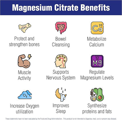 Magnesium Citrate 500mg 60 Capsules by Natural Systems - Magnesium Supplement Powder Muscle Calm - Magnesium Citrate Supplement for Constipation - Magnesium Citrate Powder Capsules for Natural Slim