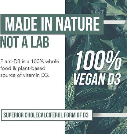 Organic Vitamin D3 5,000 IU - 100% Whole Food & Plant-Based Cholecalciferol Form, 100% Vegan Vitamin D - Enhanced with Prebiotic & Superfood Complex – Organic, Vegan, GMO & Gluten Free (60 Capsules)