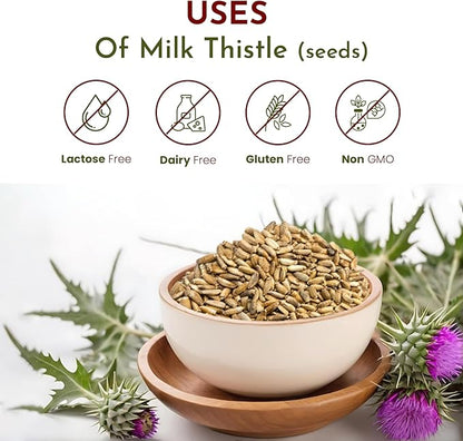 Organic Way Whole Milk Thistle Seeds (Silybum marianum) - European Wild-Harvest, Organic & Kosher Certified, Vegan, Non GMO & Gluten Free, USDA Certified, Origin - Albania (16 Oz)
