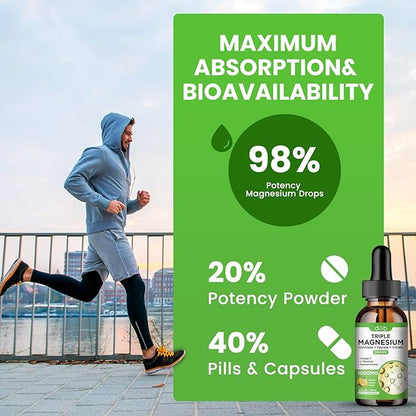 Magnesium Glycinate Liquid Drops with Taurate Citrate - Mangesium Supplement for Sleep, Stress Relief, Bone, Muscle - 2 Fl Oz, Vegan, Lemon Flavor