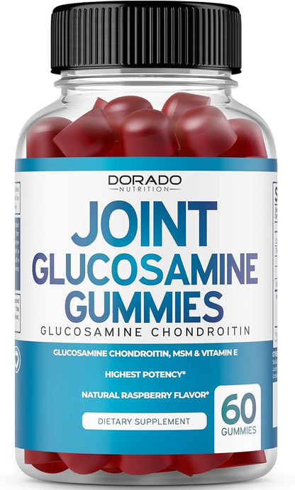 Saffron (60 Gummies) Premium 5 in 1 Advanced Formula - Delicious Raspberry Flavor and Glucosamine Chondroitin Joint Supplement (60 Count) Joint Supplements for Men & Women - Vegan Safe & Made in USA