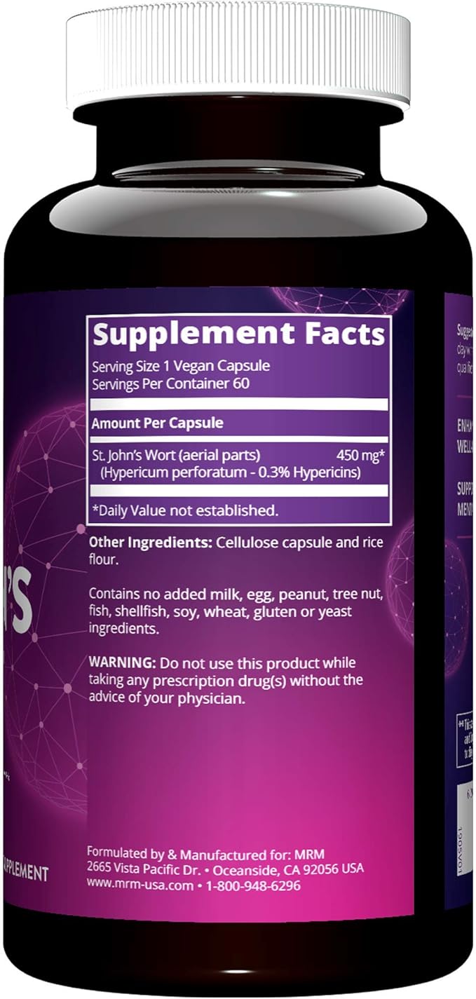 MRM Nutrition St. John’s Wort | 0.3% Hypericin 450mg | Mood + Well-Being Support | Gluten-Free + Vegan | 60 Capsules
