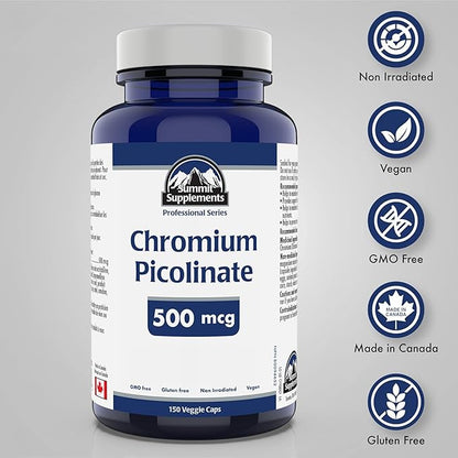 Summit Supplements, Chromium Picolinate 500 Mcg, 150 Veggie Caps, Professional Series