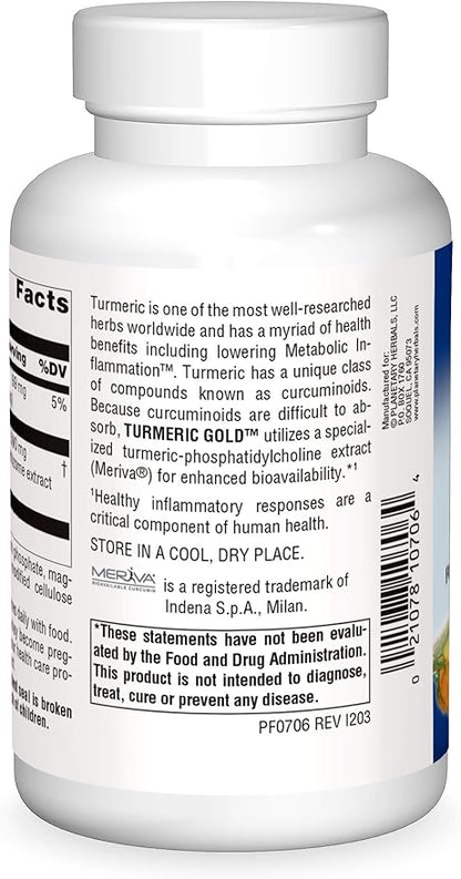 Planetary Herbals Turmeric Gold 500mg, for Healthy Inflammation Response, 120 Tablets