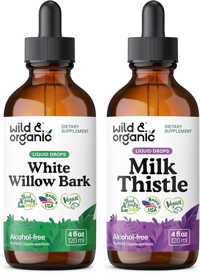White Willow Bark Tincture 4 fl oz & Milk Thistle Tincture 4 fl oz