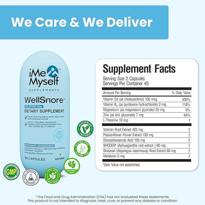 WellSnore 90 Vegan Capsules | Natural Sleep & Relaxation Support Blend with Plant-Based & Nutrients