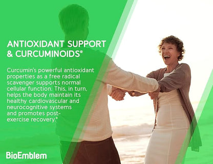 BioEmblem Turmeric Curcumin Supplement with BioPerine | Joint Support & Heart Health | with Organic Turmeric Powder & 95% Curcuminoids Extract | California Made, Non-GMO, 60-Day Supply
