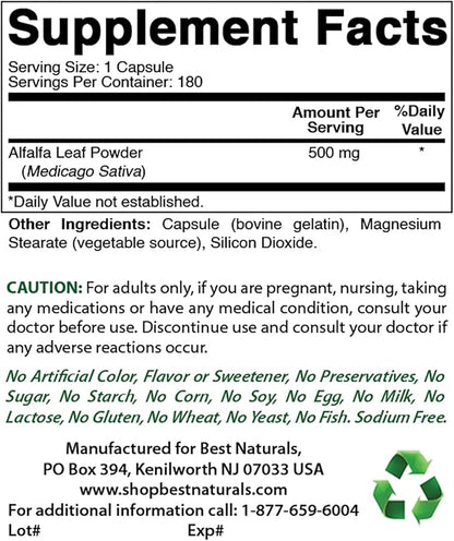 Best Naturals Alfalfa Green Super Food 500 mg & Magnesium Oxide 500 mg