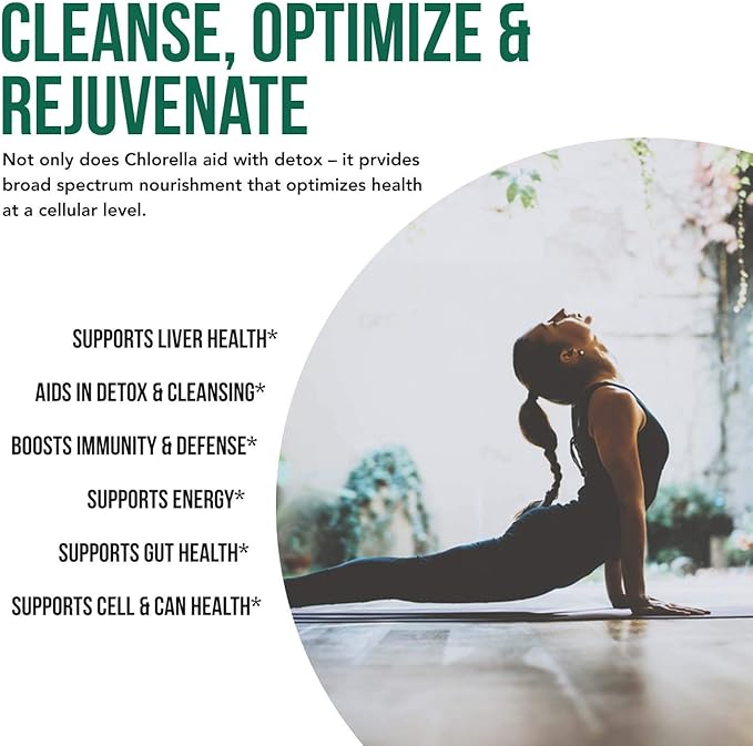 Organic Chlorella: 3 Organic Certifications – Broken Cell Wall Form, Blue Green Algae - Raw, Sun-Grown, Non-Irradiated, Maximum Nutrient & CGF (Chlorella Growth Factor) Levels - (120 Tablets)