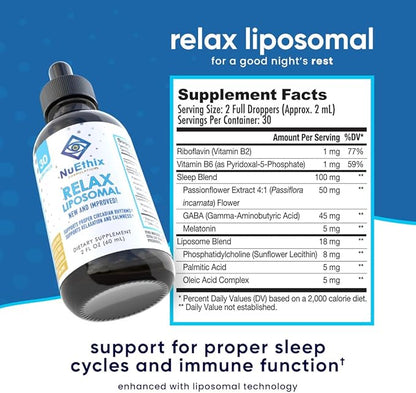 NuEthix Formulations Relax Liposomal Supplement Formula to Support Relaxation & Calm, 2 Fluid Ounces, 30 Servings