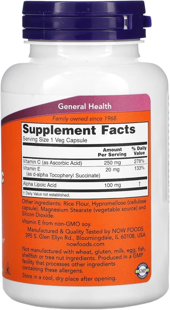 Now Foods Alpha Lipoic Acid 100mg 120 Vcaps