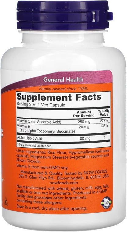 Now Foods Alpha Lipoic Acid 100mg 120 Vcaps