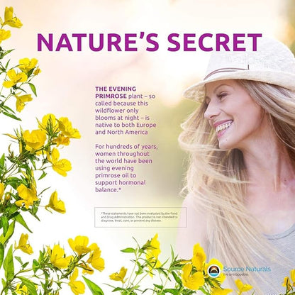 Source Naturals Evening Primrose Oil - Hexane-Free - 500mg - GLA Yield: 50 mg - Cold-Pressed - 180 Softgels