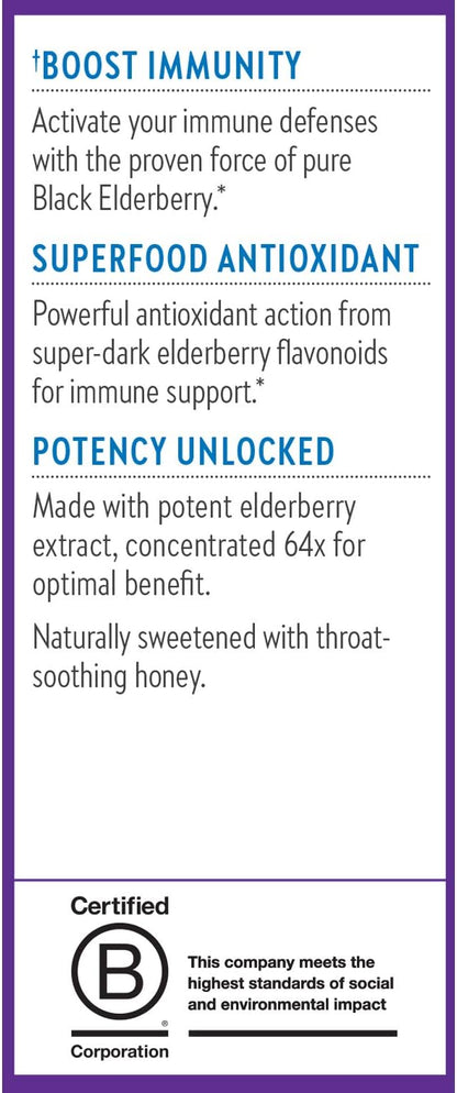 New Chapter Elderberry Syrup, 24 Servings, Immune Defense for Adults & Kids (2+), 64x Concentrated Black Elderberry + Throat-Soothing Grade A Honey, Non-GMO Project Verified, Gluten Free