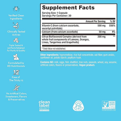 HUM Air Patrol - Immune Supplement with Vitamin C & Citrus Bioflavonoids - Supports Skin Barrier, Lungs & Immune Response (30 Vegan Capsules)