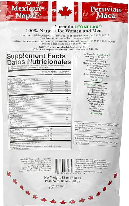Leonflax, 100% Authentic Canadian Flax Seed, All-natural, High Fiber Content, Dietary Supplement to Improve your Digestive Health, 18 Oz, Bag