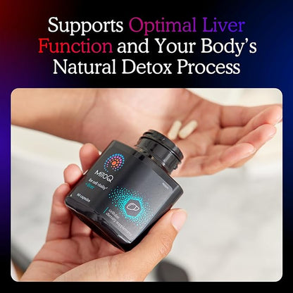 MitoQ +Liver Premium CoQ10 Antioxidant - Contains Mitoquinol Mesylate, Choline, Milk Thistle, Selenium - Supports Metabolism, Liver Health, Body’s Natural Detoxification & Cell Vitality (60 Capsules)