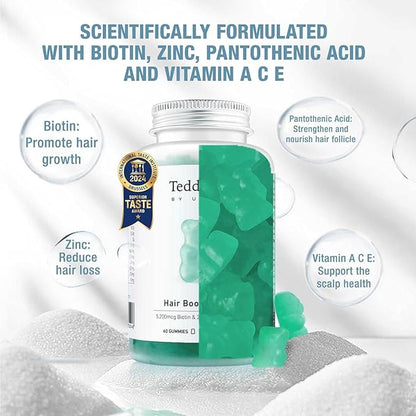Unichi Hair Growth Gummies 3-Pack, 5200mcg Biotin Formulated with Zinc, Pantothenic Acid and Vitamin A, C, E for Stronger and Thicker Hair for Women, (180 Count)