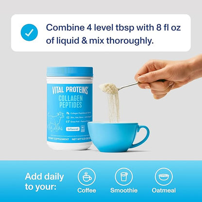 Vital Proteins Collagen Peptides Powder - Supports Hair, Nail, Skin, Bone & Joint Health, Unflavored, Collagen Protein 9.33 OZ