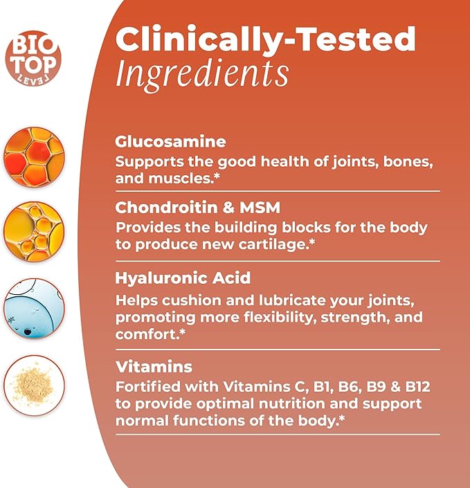 Best Combination (Bundle) for The Good Health of Joints, Bones, Muscles, Hair, Skin and Nails - Glucosamine, Chondroitin, Collagen, Biotin, Hyaluronic Acid, MSM and Vitamin C