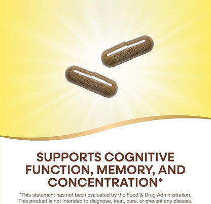 Nature's Way Ginkgo Premium Extract, Supports Memory & Concentration*, 120 mg Ginkgo Biloba Extract per 2-Capsule Serving, with Gotu Kola, Vegan, No Gluten, 60 Capsules (Packaging May Vary)