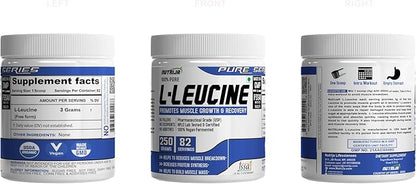 L-Leucine - 100% Pure & USP Grade- Intra Workout Supplement Powder | Muscle Recovery & Building Lean Muscles (500 Grams)