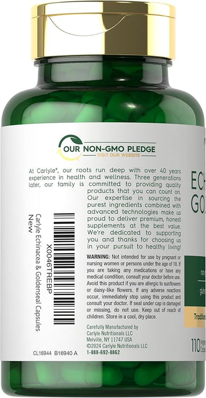 Carlyle Echinacea Goldenseal Capsules | 110 Count | Vegetarian, Non-GMO, Gluten Free