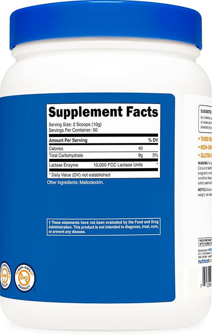 Nutricost Lactase Powder 500 Grams - Non-GMO, Gluten Free