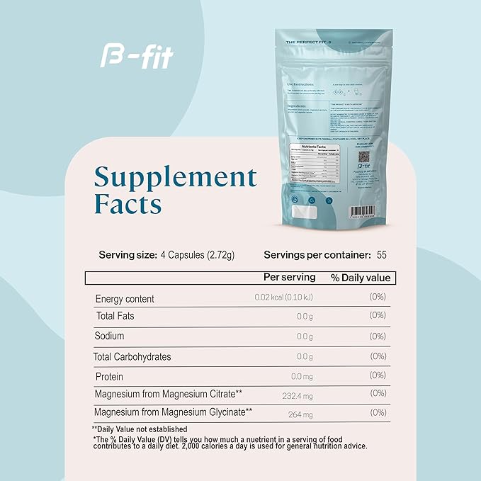 Magnesium Glycinate & Citrate - 220 Capsules - Magnesium Supplement - 496 mg Elemental Magnesium - Supports Sleep and Muscle Recovery - Vegan - High Absorption Formula - 2 Month Supply